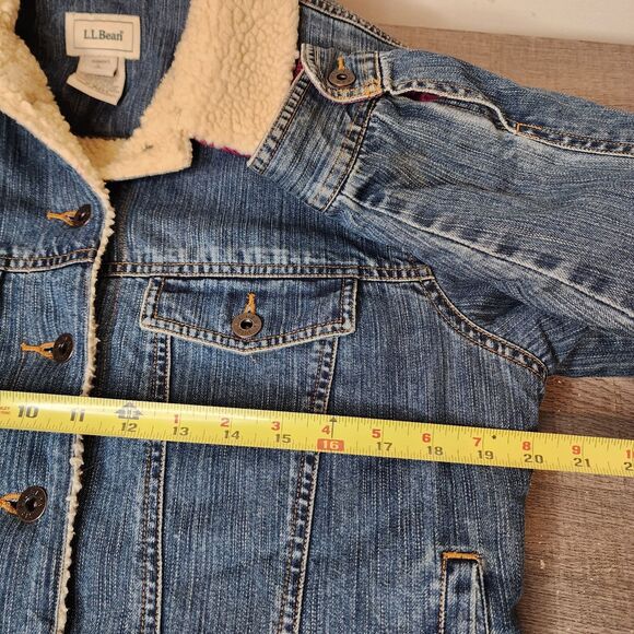 Vintage LL Bean Denim Jacket Sherpa Lined Womens Large Chore Cottagecore - Picture 12 of 16